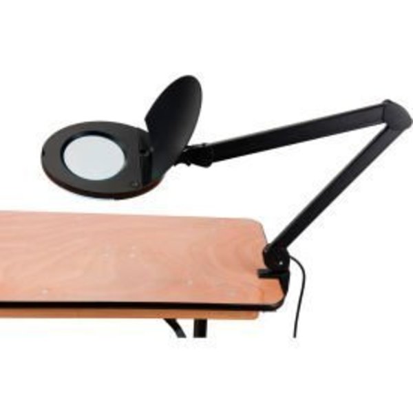 Global Equipment 8 Diopter LED Magnifying Lamp With Covered Metal Arm, Black 6025-8